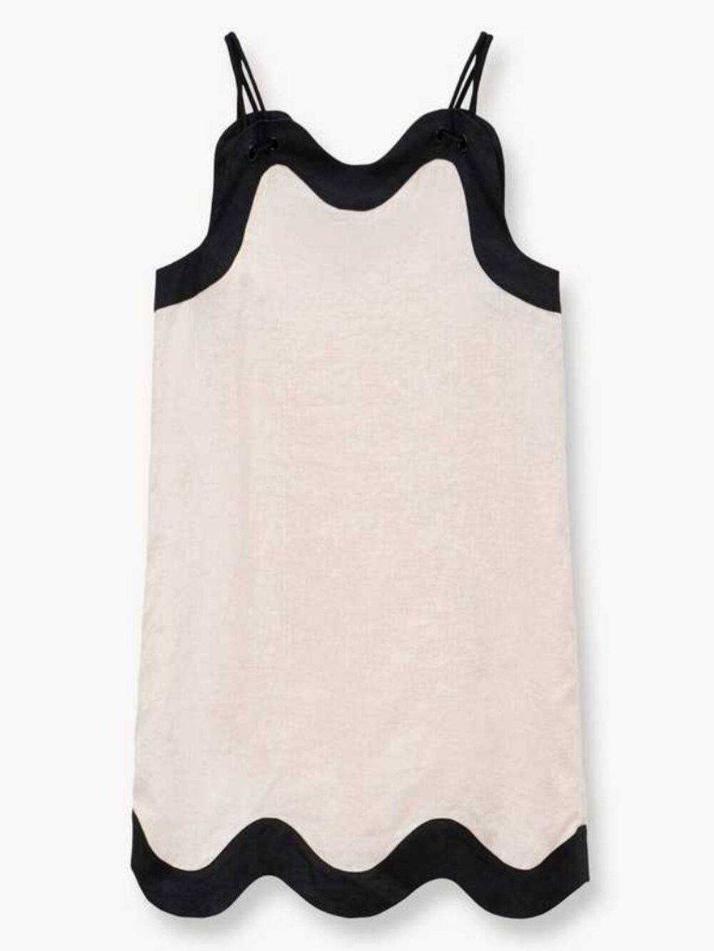 STAUD Renata Two-Toned, Scalloped, Linen Dress- Small. NWT